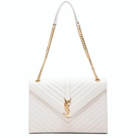 Rare YSL Saint Laurent Monogram Envelope Matelasse Chevron Large Bag MSRP $3,472 - Picture 5 of 17